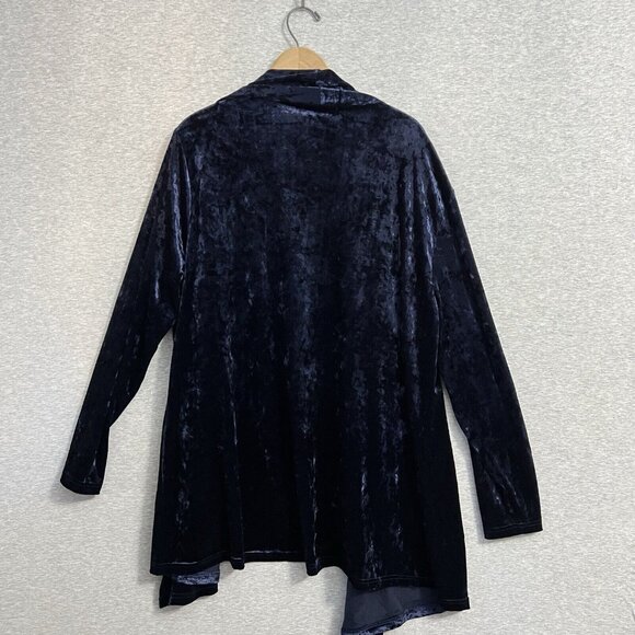 Crushed Velvet Cardigan Jacket Womens 3X Blue Whimsigoth Flowy Agnes Orinda - Picture 2 of 11